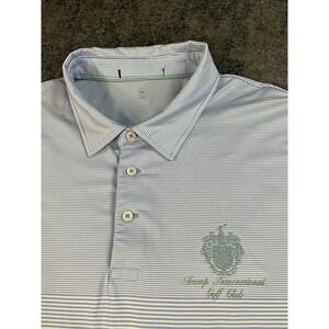 Ralph Lauren RLX Polo Shirt Mens XL Blue Stripe Trump International Golf Club